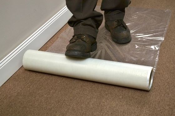 91.44cm 0.065mm Floor Temporary Protective Carpet Shield Self Adhesive Film Masking Cover